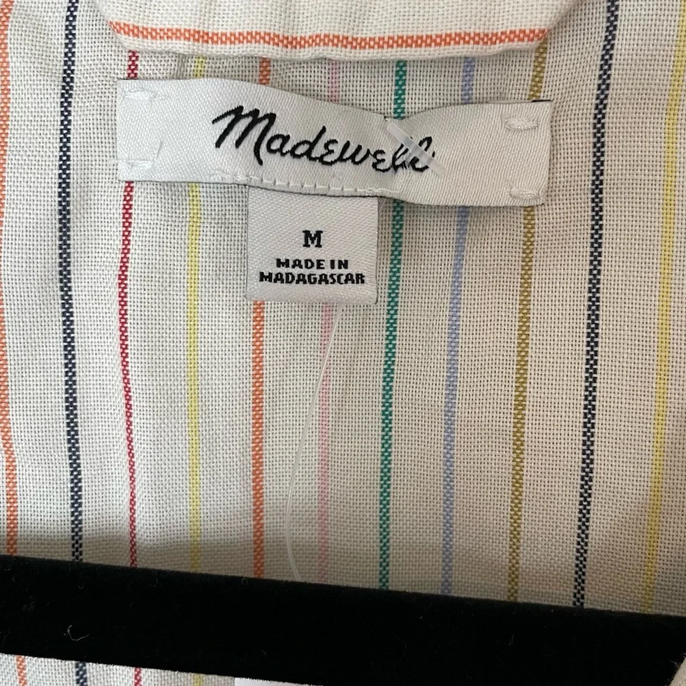 Madewell Bedtime Pajama Top in‎ Rainbow Stripe w/Pocket 100% Cotton Size Medium